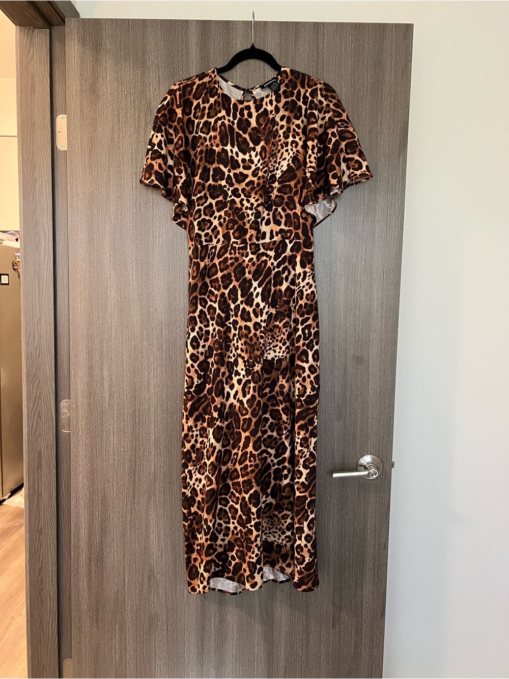 Leopard Print Midi Dress - Brown